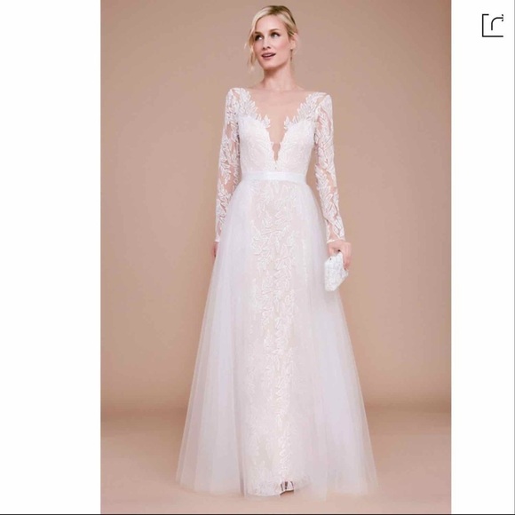 Tadashi Shoji Louisa Long Sleeve Tulle gown - Picture 1 of 16
